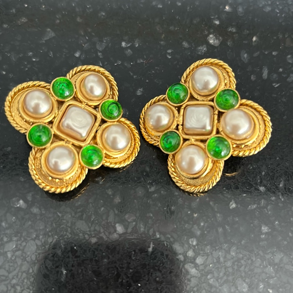 Rare Chanel Gripoix & Pearl Earrings